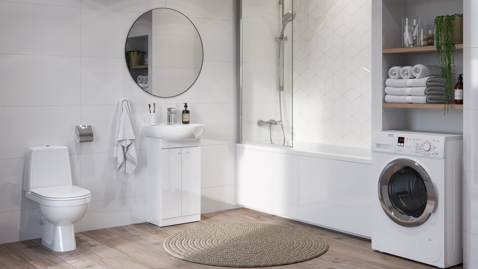 Łazienka rodzinna z produktami serii Solo marki Koło Łazienka rodzinna z produktami serii Solo marki Koło